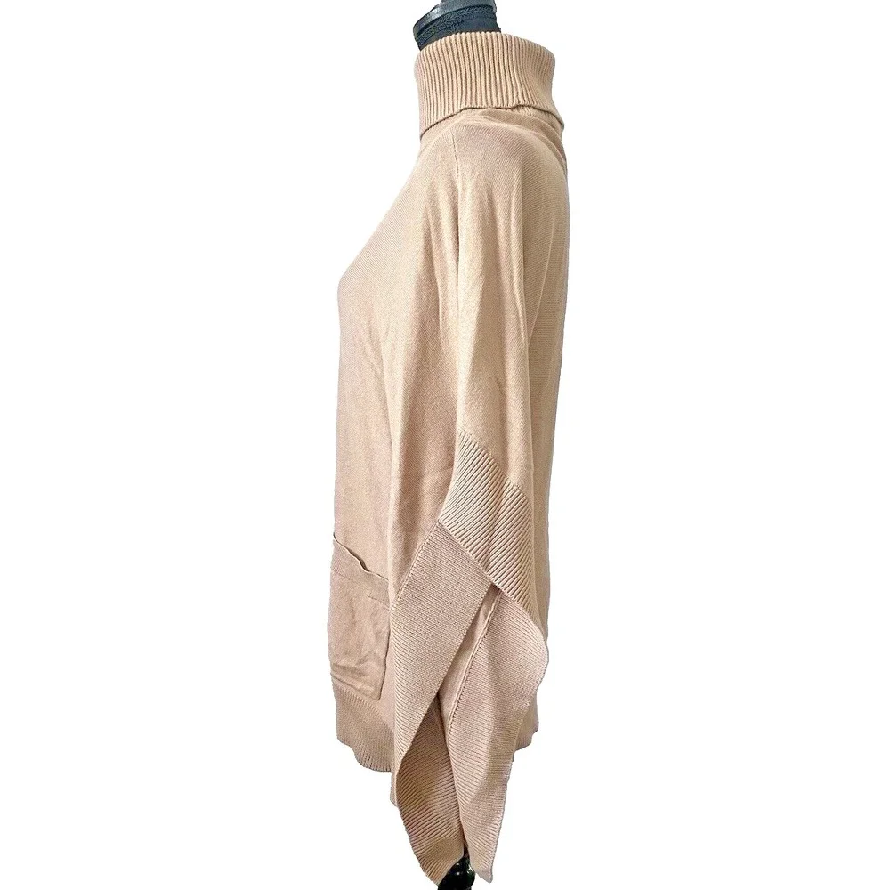 Michael Kors NWT Camel Turtleneck Poncho Sweater Cape Oversized Knit Women S